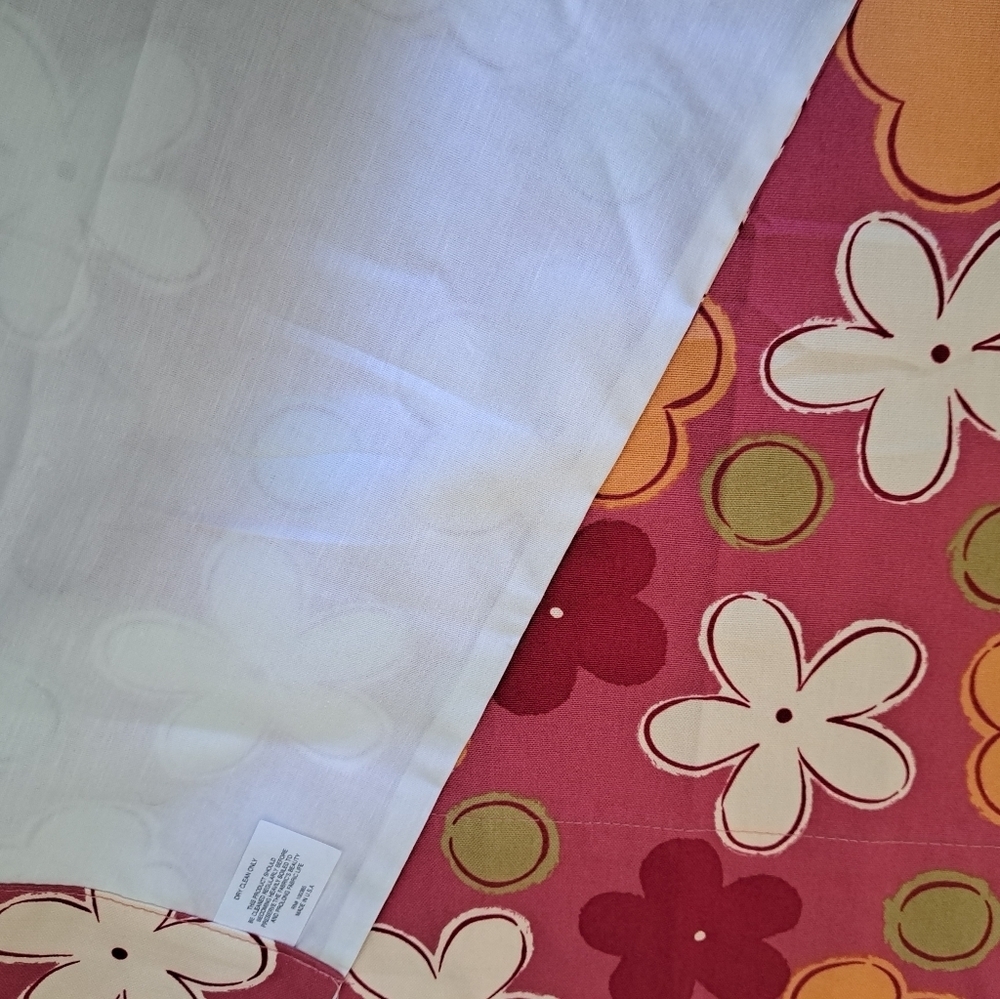 VIBRANT BOLD flower power curtain valance lined pink MOD rod pocket coastal - Picture 8 of 8